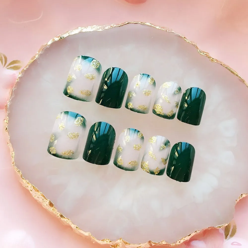 24Pcs Gradient Gray Artificial Fake Nails Marble Patterns Short False Nails With Design Full Cover Finger Tip Manicure Tool-Nail Inspo