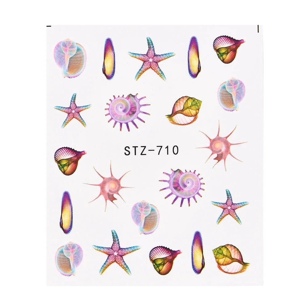 Coloful Flower Leaf 3D Stickers on Nails Decoration Tattoo Water Decals Nail Sticker UV Gel Slider Manicure Wraps-Nail Inspo