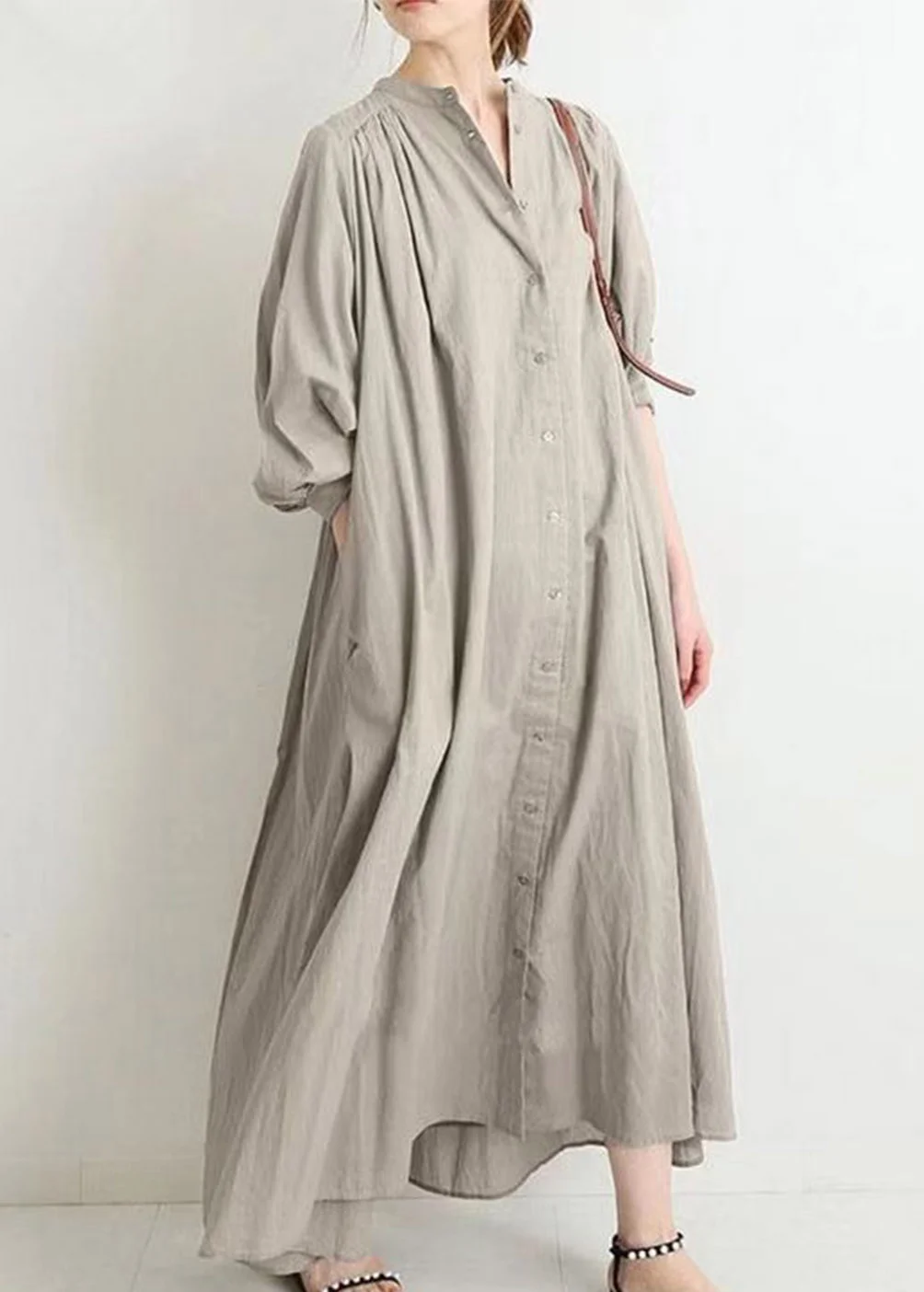 Linen And Cotton Casual Maxi Dress