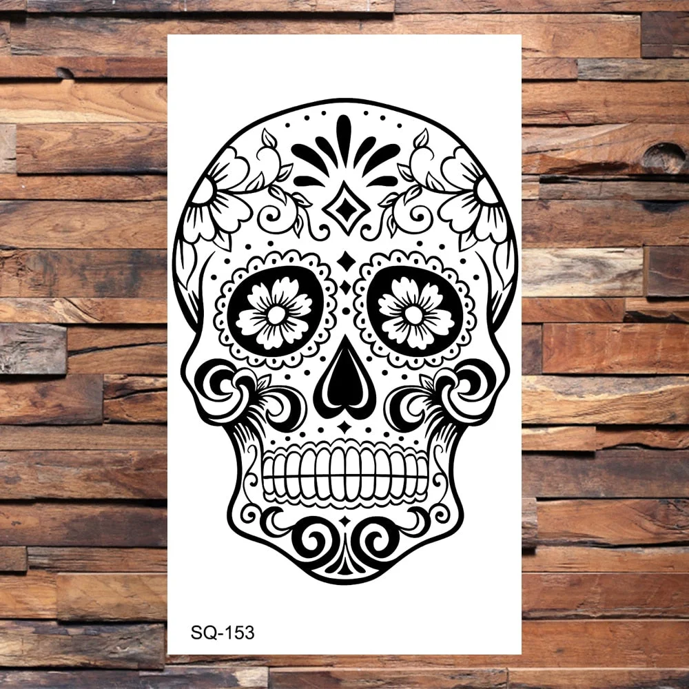 Crown Temporary Tattoos For Women Men Realistic Cross Sword Angel Wings Thorns Fake Tattoo Sticker Body Waterproof Tatoos Black