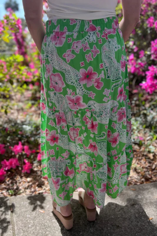 Cheetah Floral Print Skirt