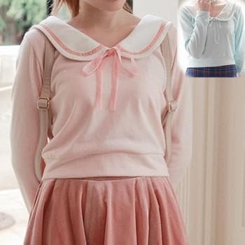 [Reservation] S/M Blue/Pink Sailor Collar Knitted Sweater SP153647