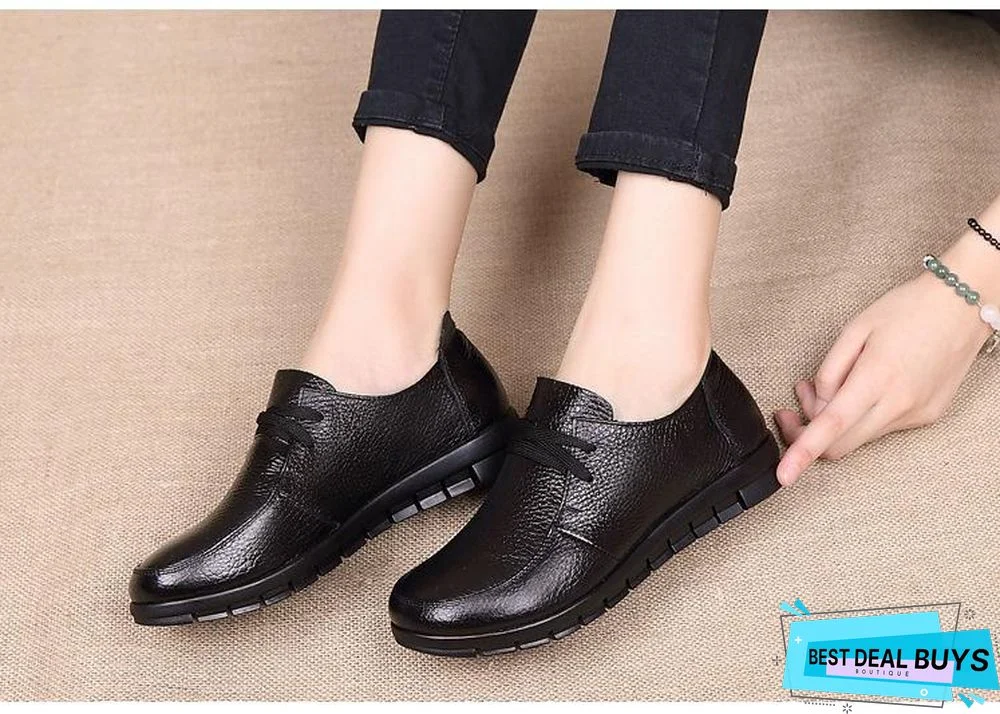 Women Flats Genuine Leather Casual Loafers Shoes