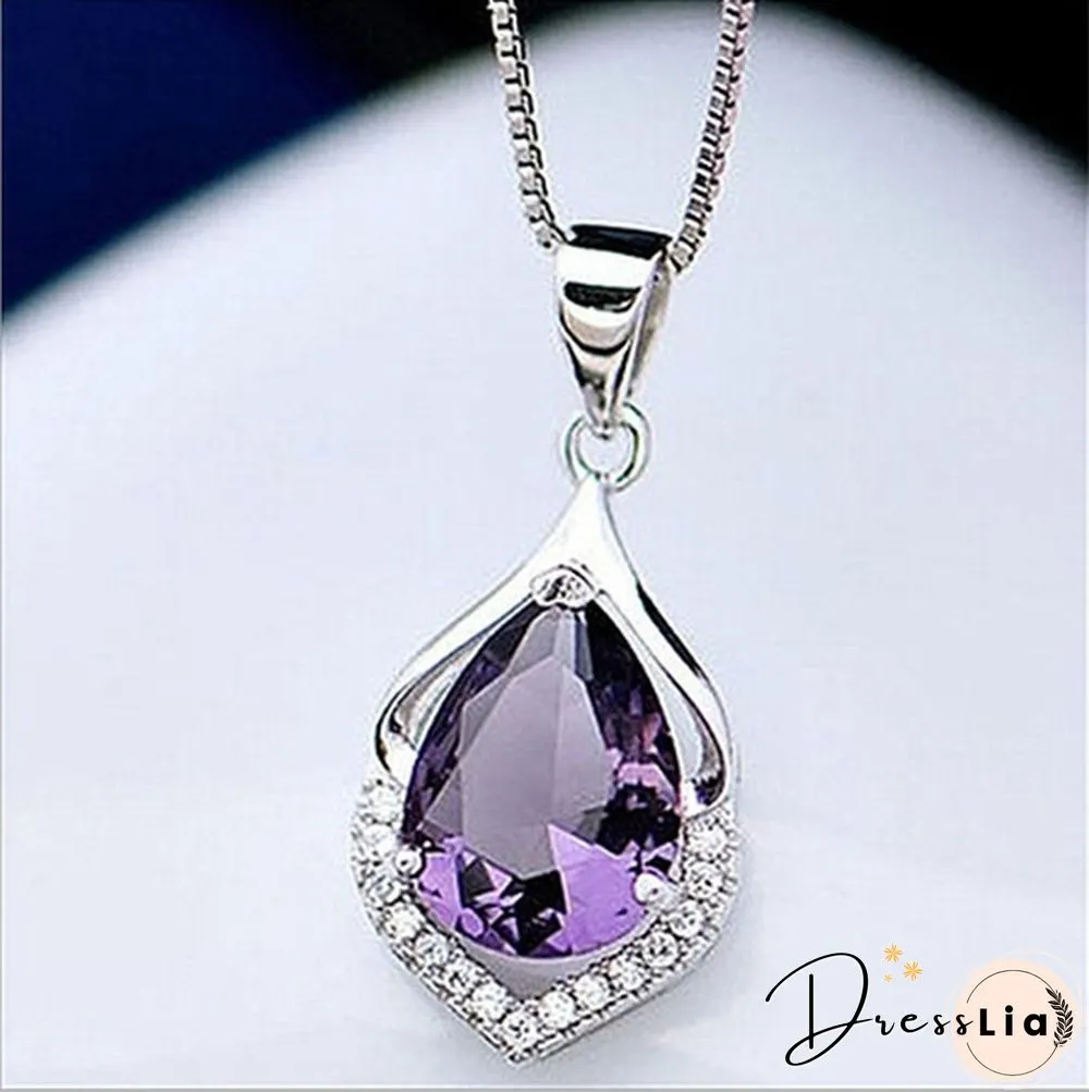 Fashionable and Noble 925 Pure Silver Diamond Lady Necklace Long Pendant Elegant Natural
