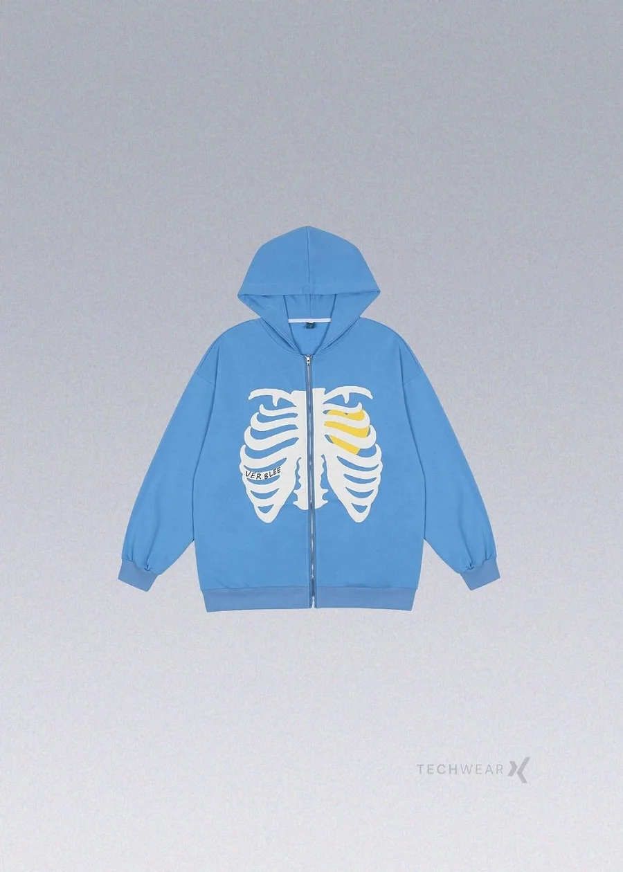 Heart Skeleton Zip Hoodie - Techwear - X Heart Skeleton Zip Hoodie - Techwear - X