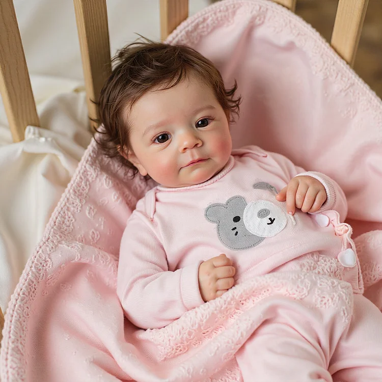 18" Real Cute Lifelike Awake Reborn Newborn Doll Named Aeris with Brown Hair：Realistic Reborn Baby Dolls By Rsgdolls®
