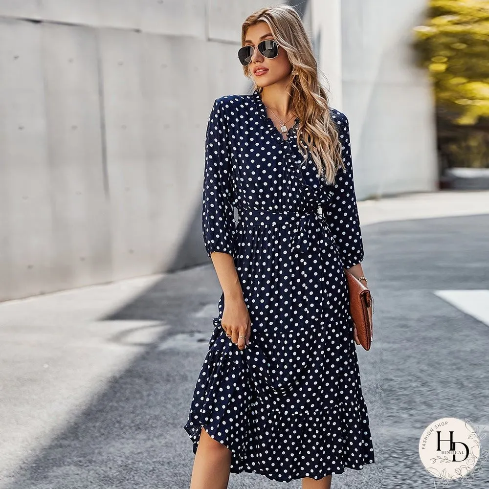 Women's Spring and Summer Classic Polka Dot Print Dress Women