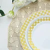 10 Pack | White 7.5" Gold Buffalo Plaid Rim Plastic Dessert Plates, Round Appetizer Salad Plates W/Checkered Rim