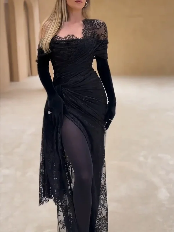 Sexy Black Lace Off-shoulder Dress