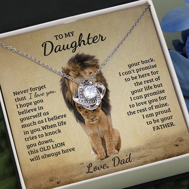 To My Daughter from Dad Love Knot Necklace "I Am Proud to Be Your Father"