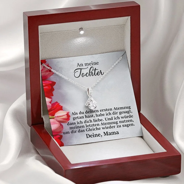 S925 Silber Halskette Geschenk - An Meine Tochter von Mama-Geschenk mit Tulpe Nachrichtenkarte 