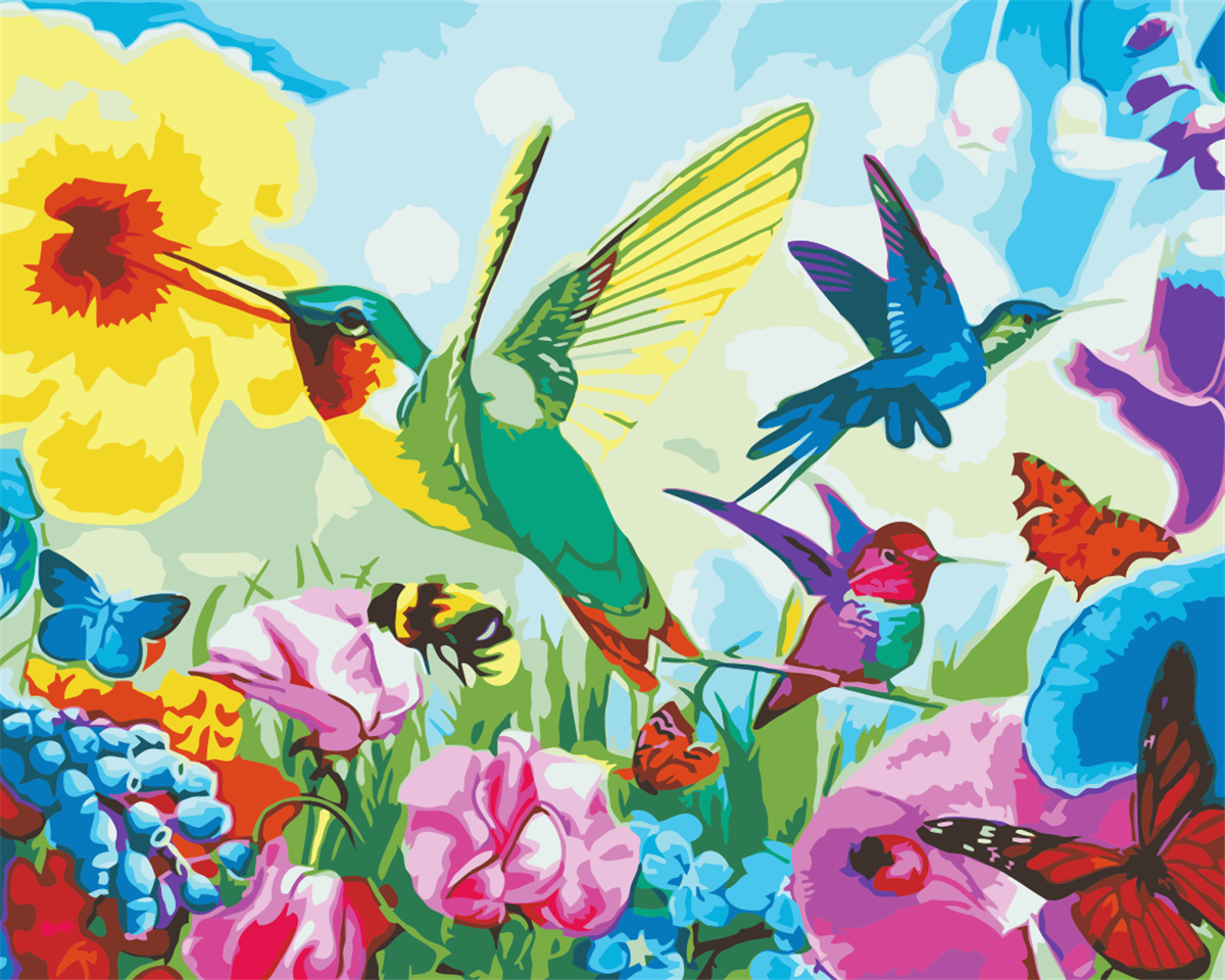 DIY Painting By Numbers Birds and Flowers
