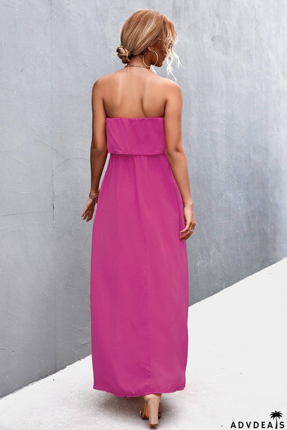 Strapless Split Maxi Dress