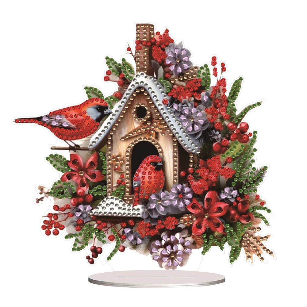 DIY Christmas Cardinal Acrylic Diamond Painting Desktop Decors for Home Office