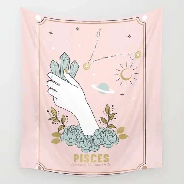 Sun Moon Tarot Tapestry Constelation Tapestry Pink Tarot Card Tapestry Wall Hanging Astrology Divination Beach Mat  Wall Decor