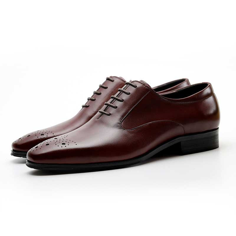 Formal Mens Leather Oxford Dress Shoes - Brogue Perforations display picture 3