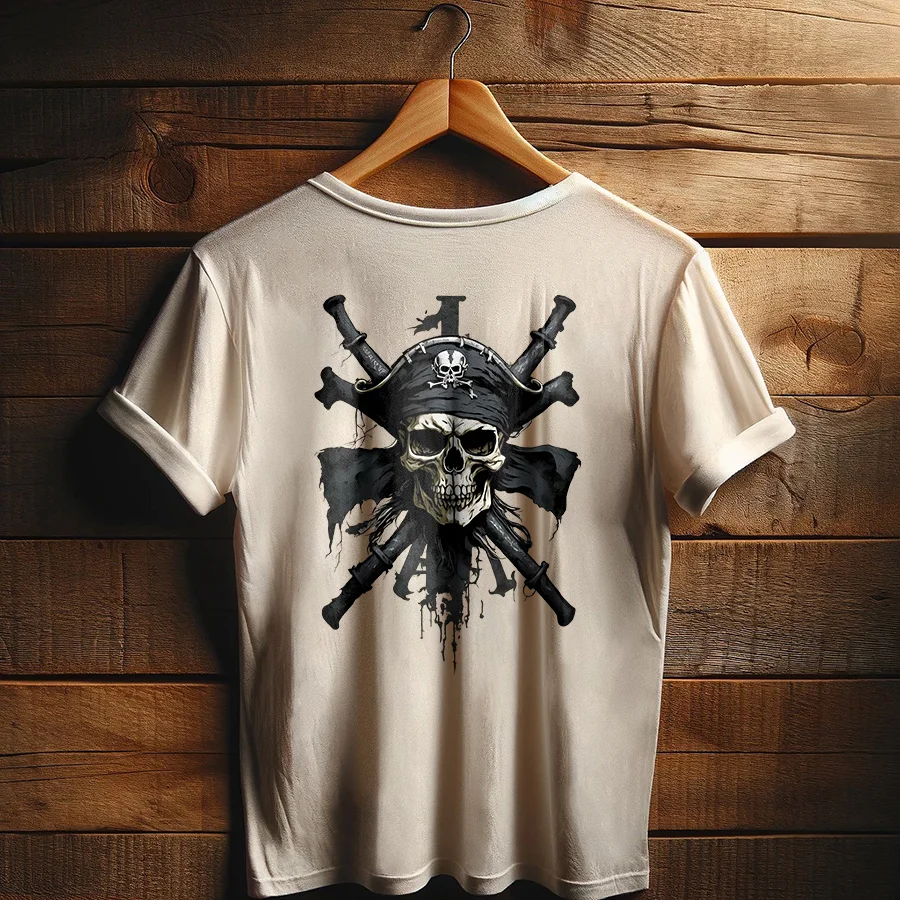 Pirate Skull Captain Printed Men's T-shirt