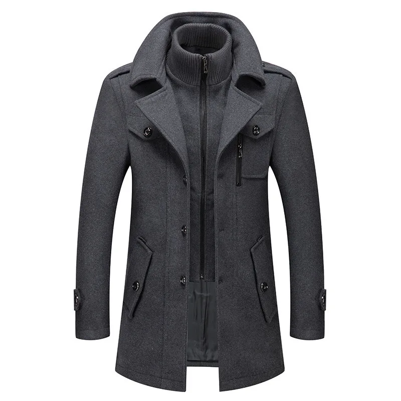 Versusstols Brand Business Casual Trench Coat Men Wool Coat Autumn winter men's woolen coat casual and fashionable long men's woolen coat