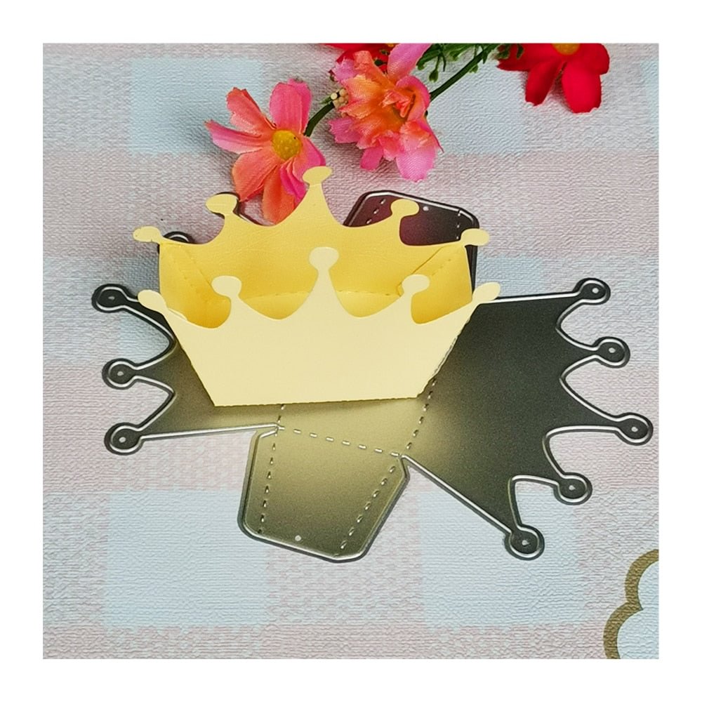 Crown Shape Gift Box Metal Cutting Die Stencil Template for DIY Embossing Paper Photo Album Gift Cards Making Scrapbook Dies Cut