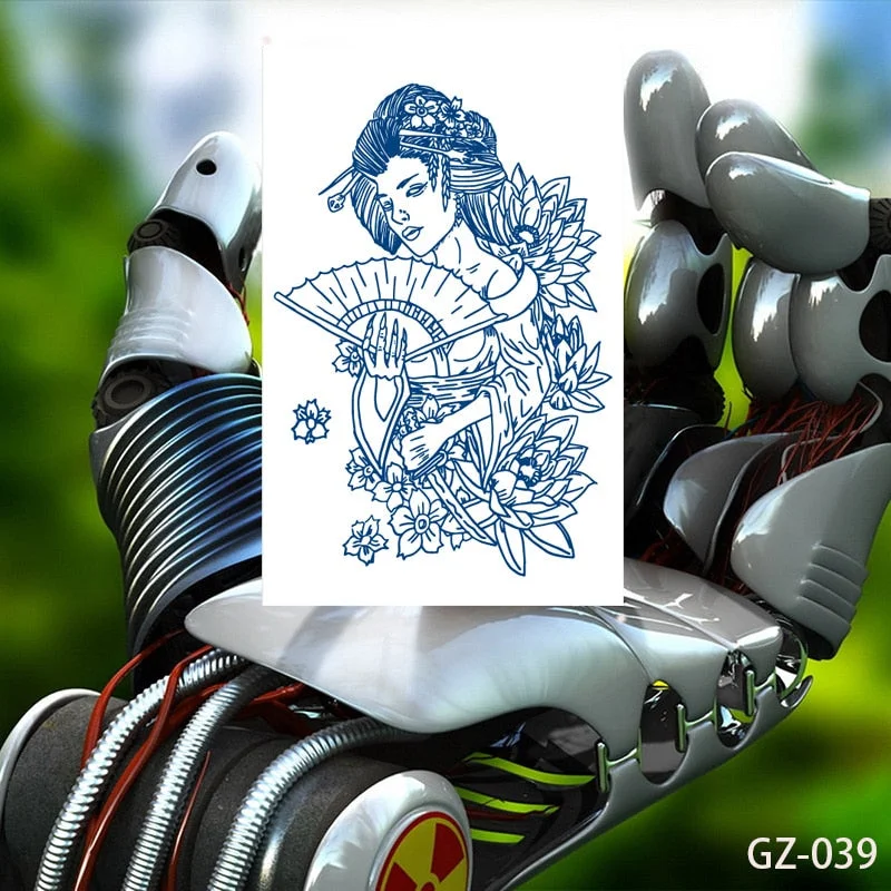 Temporary Waterproof Tattoos Stickers Sexy Mythical Dragon Girl Fox Mask Juice Ink Lasting Arm Back Body Buttocks Fake Tatoo DIY