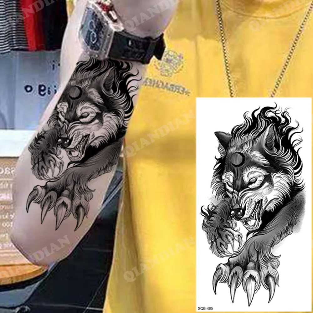 Sdrawing New Waterproof Temporary Tattoo Sticker Forest Lion King Tiger Skull Flash Man Wolf Dragon Body Art Arm Fake Tattoos Women