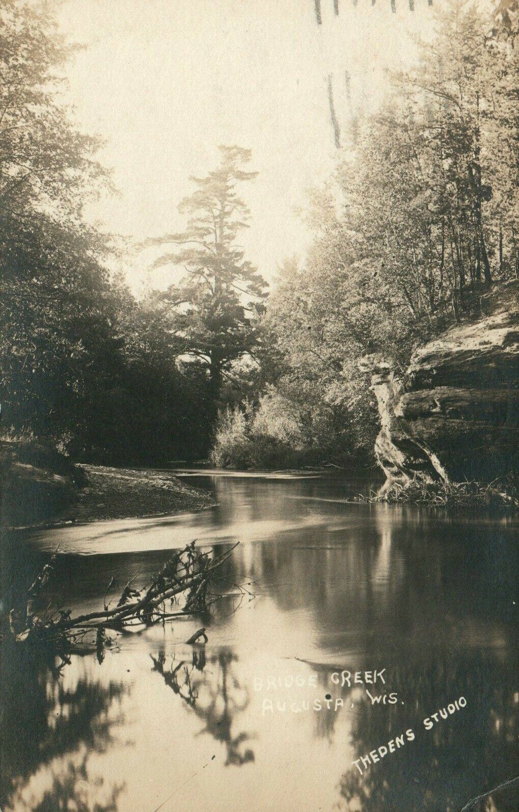 1921 Bridge Creek Augusta Wisconsin WI Thedens Studio Real Photo Poster painting RPPC Postcard