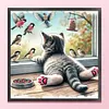 Cat And Bird By Window-11CT Stamped Cross Stitch 40*40cm/15.75*15.75in tapestrymarket