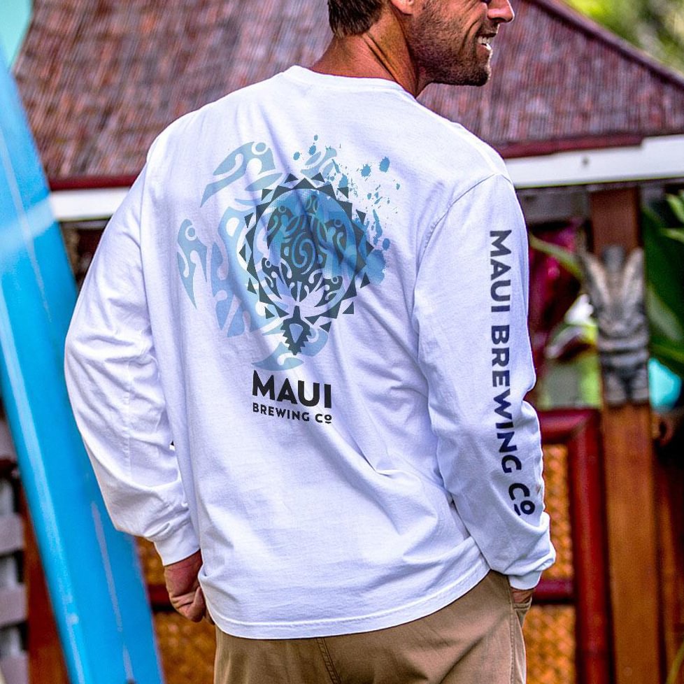 Maui Beer Company's New Big Swell White Classic Round Neck T-shirt / [blueesa] /