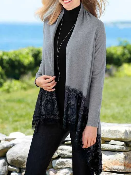 Plain Jersey Casual Loose Cardigan