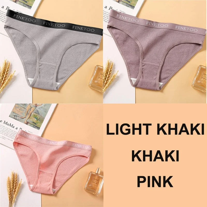 3PCS Women Cotton Underwear Panties Female Sexy Briefs Brand  Band Waist Pantys Set Solid Color Intimates Lingerie for Girl M-XL