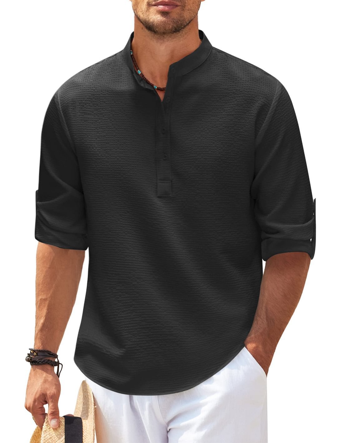 Mature Men Summer Pineapple Texture Shirt Casual Top