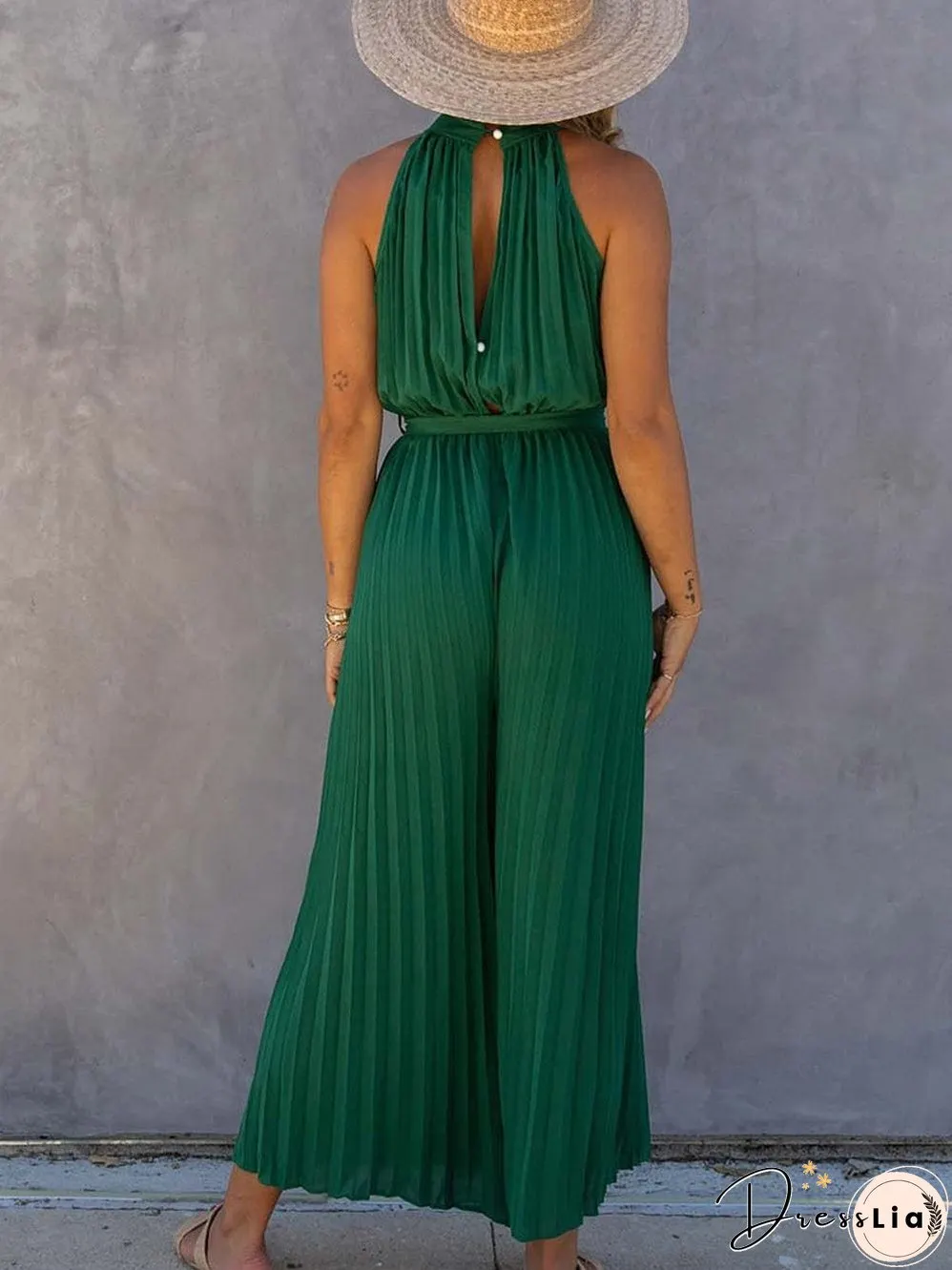 Emerald Green Pleated Jumpsuit