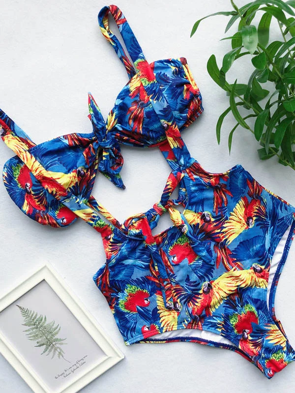 Knot Printed Bikinis Swimwear