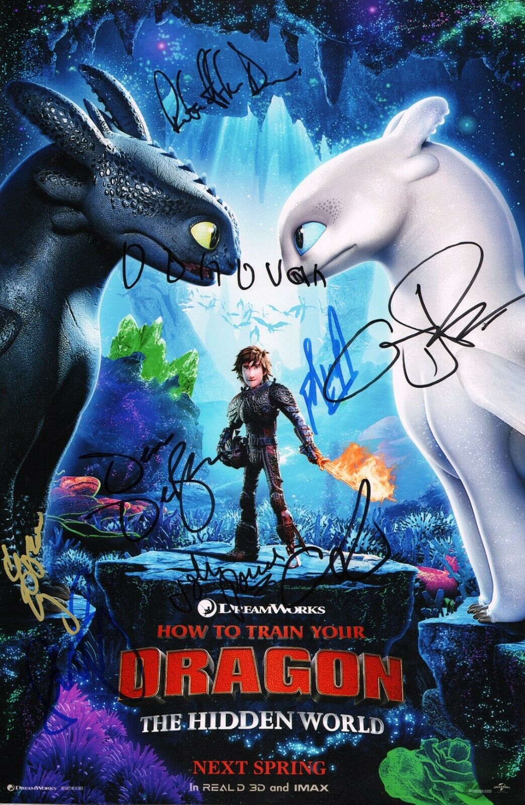 HOW TO TRAIN YOUR DRAGON 3 Cast x9 Authentic Signed Jay Baruchel