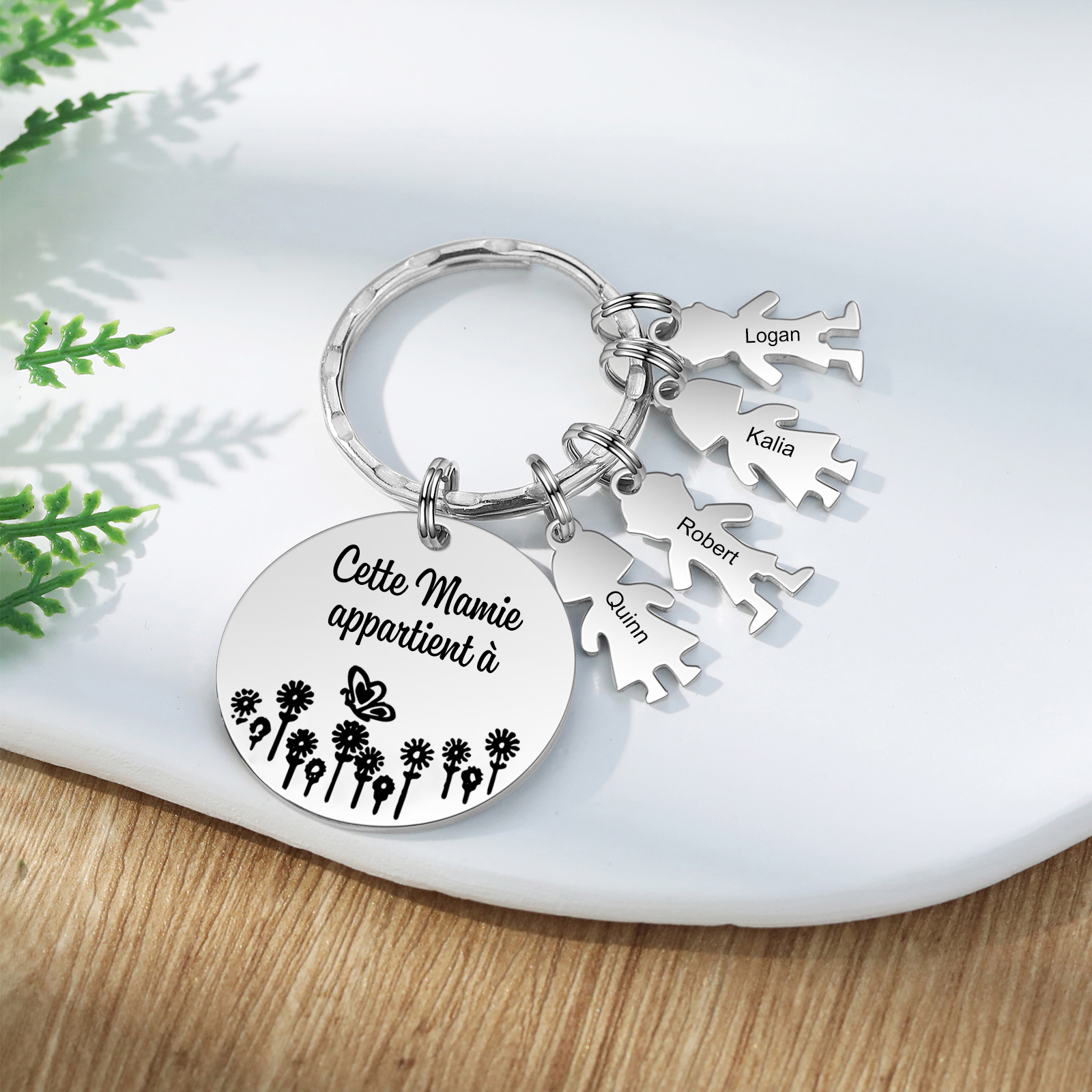 À Ma Mamie - 1-5 Noms Porte-Clés Personnalisés Avec Breloques Enfants