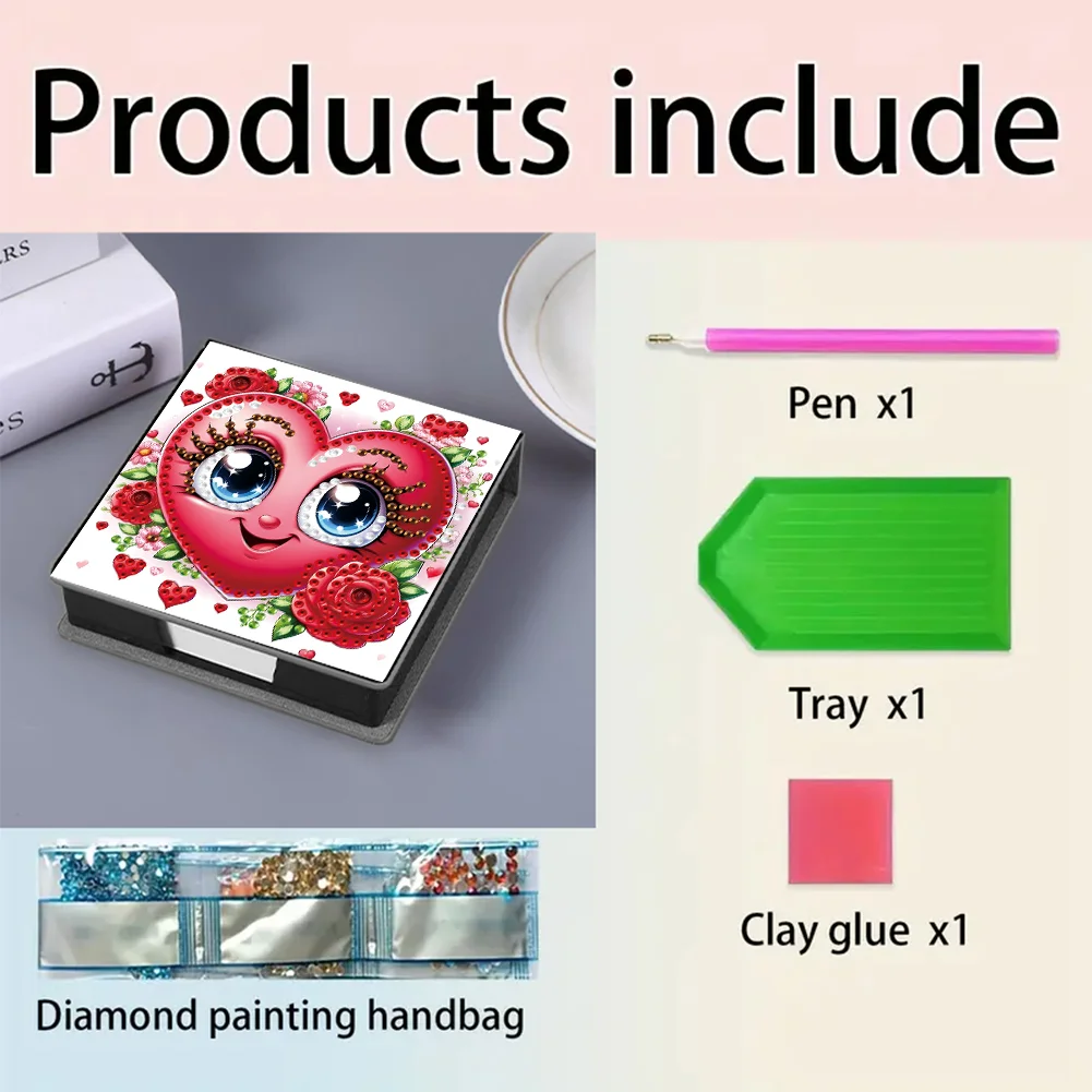 PU 5D Diamond Painting Kit Note Box DIY Diamond Art Notepad Box (J)