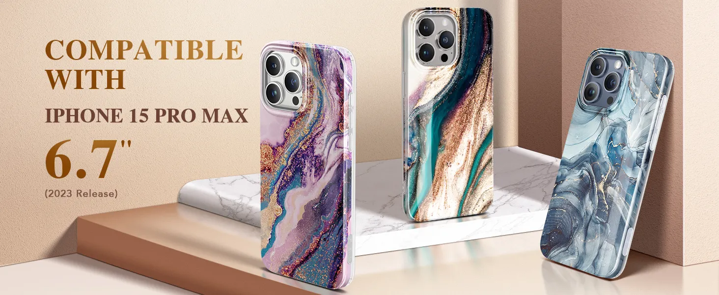 ProCaseMall iPhone 15 Pro Max Case Marble Design Slim Soft TPU(Drift Sand/Brown)