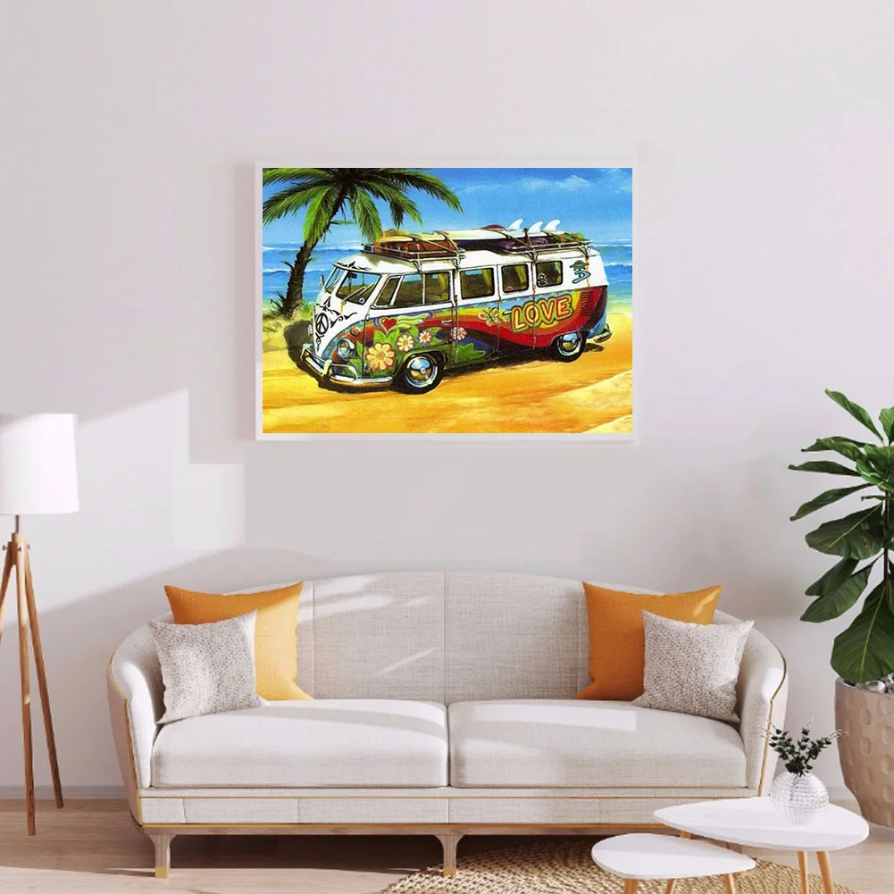 Beach Bus DIY Diamond Painting Kits Full Round Drill Home Wall Decor