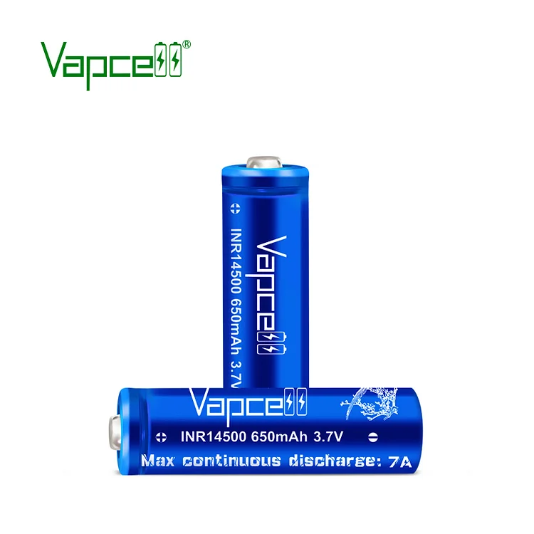 Vapcell 14500 650mah 7A Flat Top Rechargeable Battery (pack of 2)
