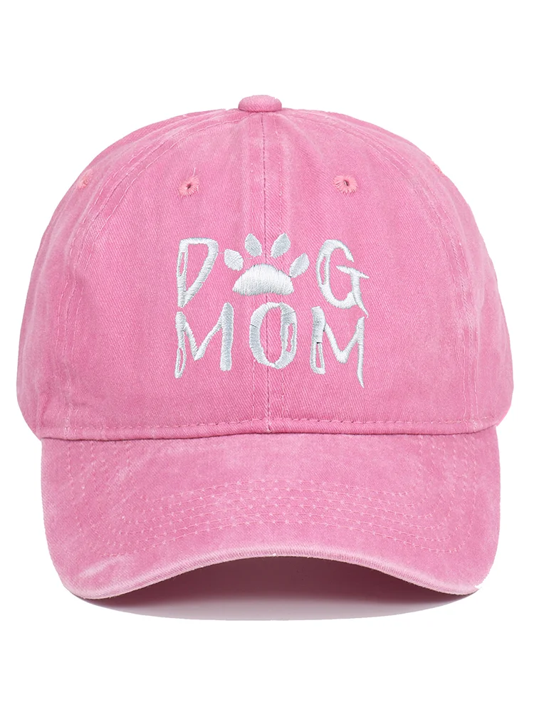 Dog Mom Embroidered Washed Track Cap