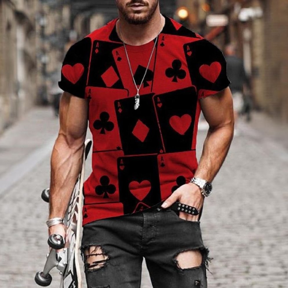 Mens playing cards art print short-sleeved T-shirt / [viawink] /