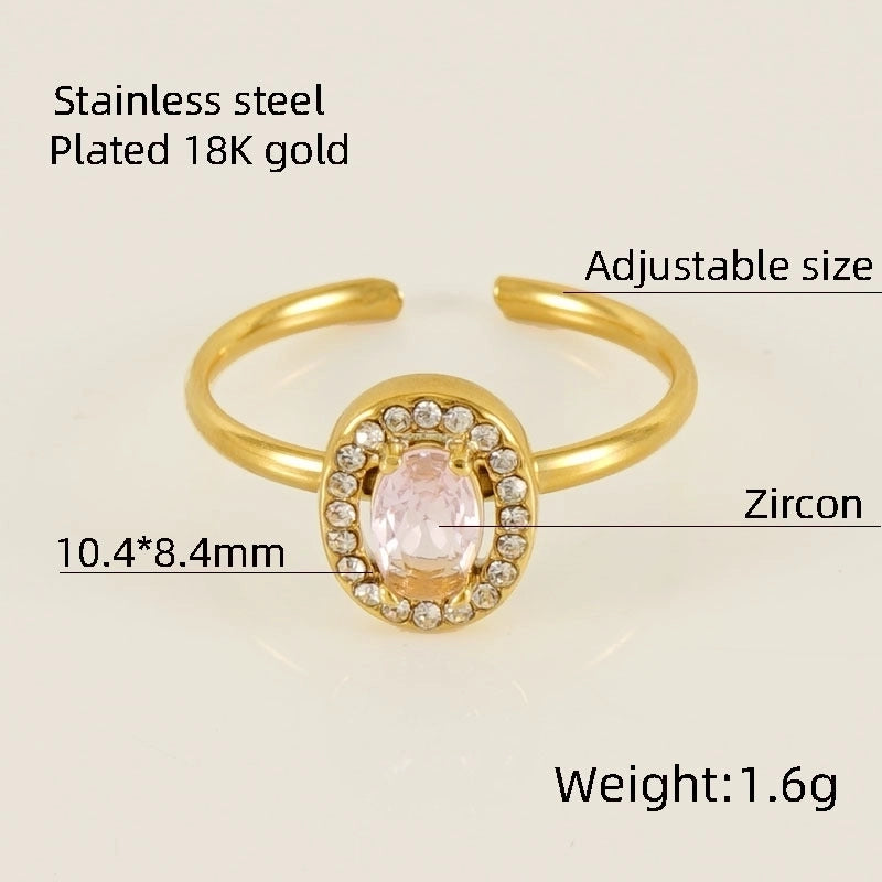 Titanium Steel Minimalist Classic Style Inlay Water Droplets Heart Shape Rhombus Zircon Rings