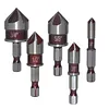 5pcs/Set Countersink Drill Bit Set 82 Degree Precision Countersink Bit 1/4in-3/4in Size 5 Flutes Design for Stainless Steel Metal & Wood