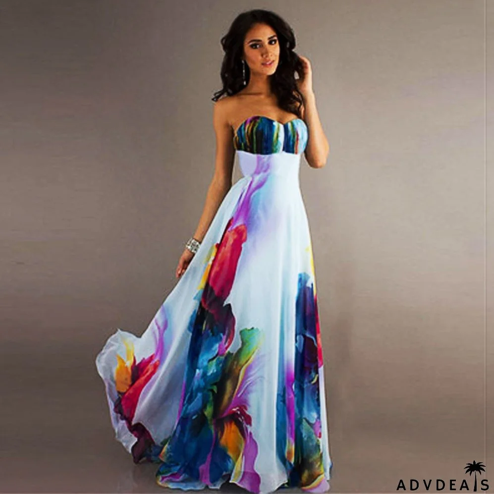 Women's Strap Print Maxi Dress