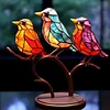 Acrylic Birds on Branch Statue Art Craft Stained Birds Ornament Collectible Gift