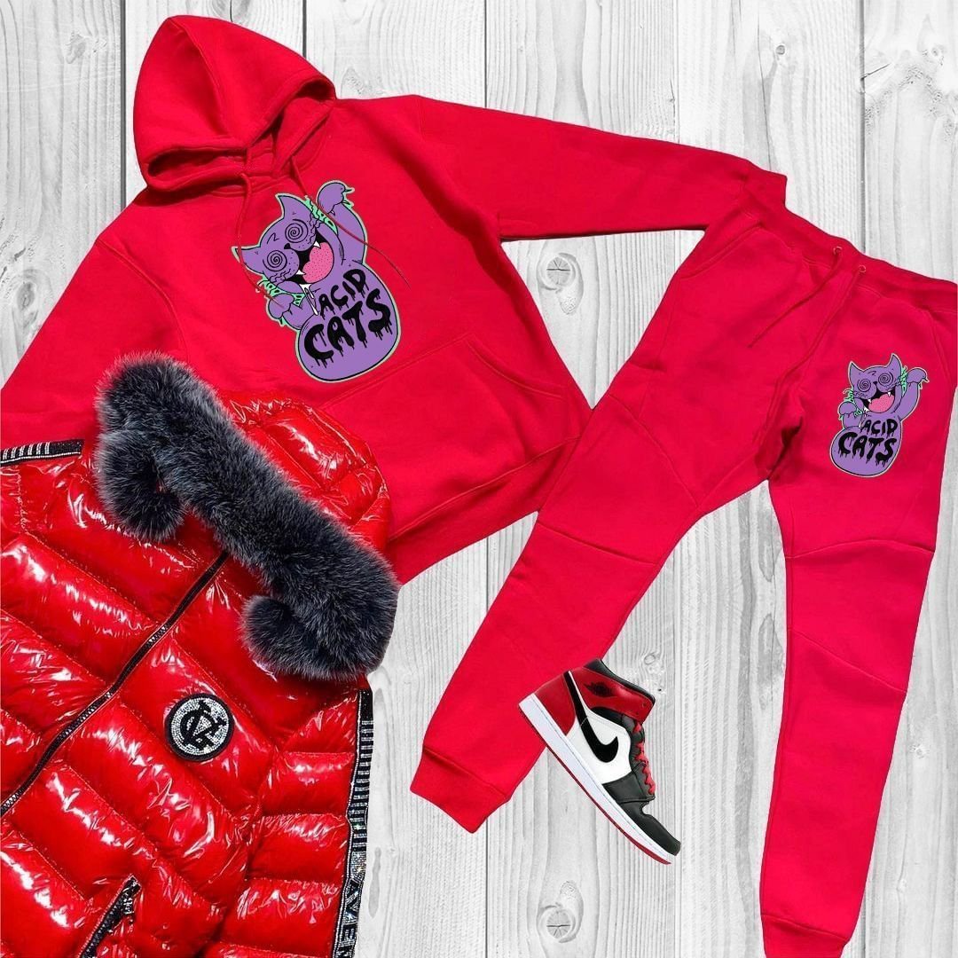 Cartoon cute hooded sweater and pants suit