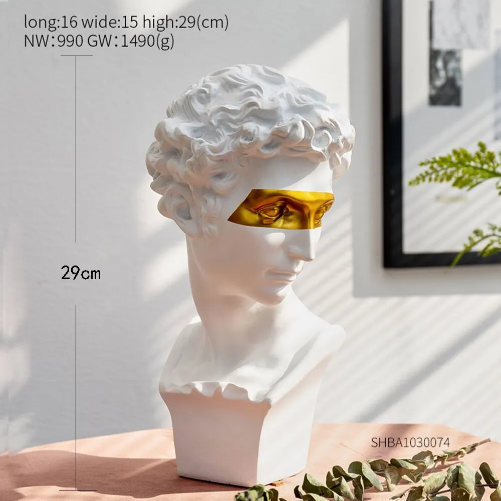 Creative Resin Figure Sculpture Black and White David Sculpture Statue Model Nordic Decoration Home Living Room Decoration