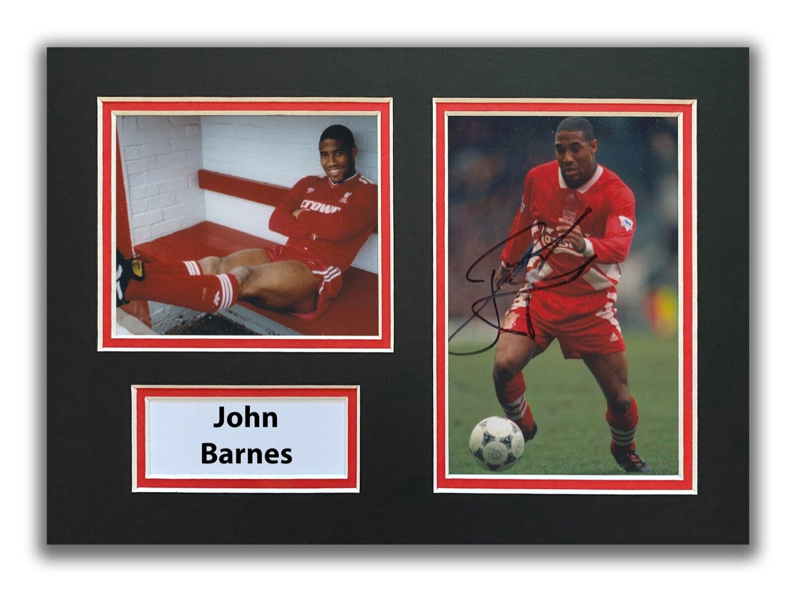 JOHN BARNES HAND SIGNED A4 MOUNTED Photo Poster painting DISPLAY - LIVERPOOL - AUTOGRAPH 1.