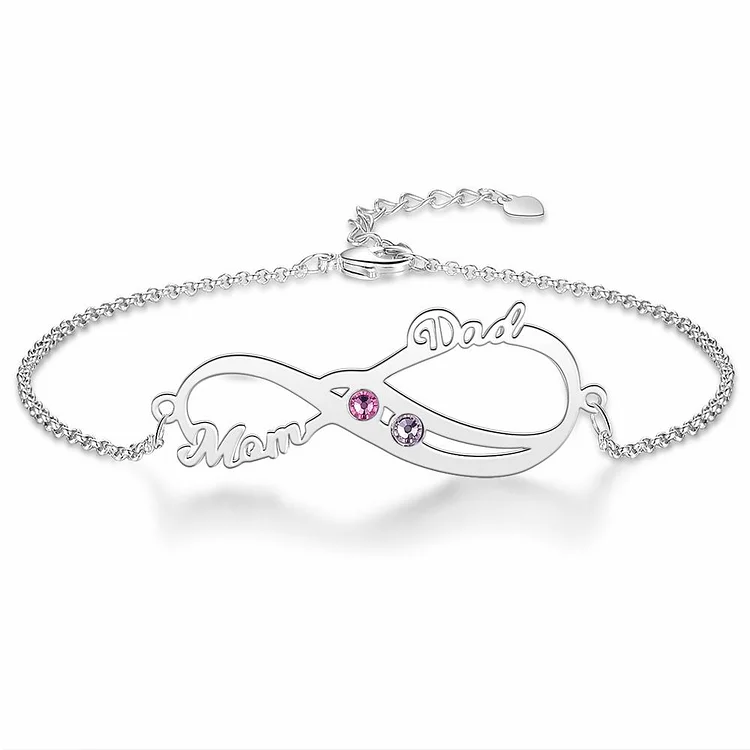Personalized Bracelet With Birthstone Custom 2 Names Bracelet Gift For Women