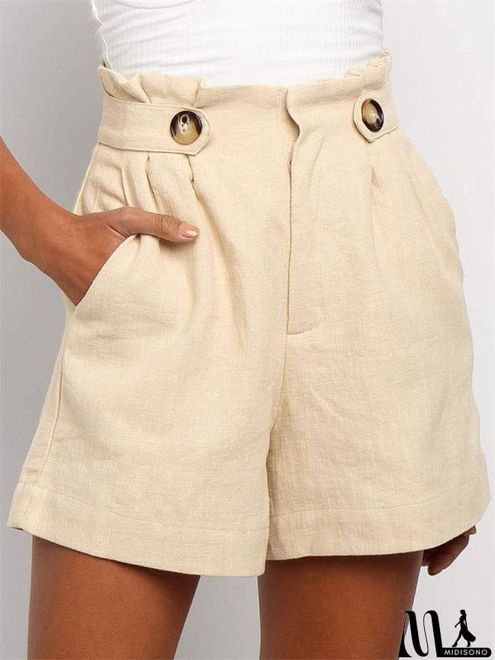 MidiSono - Summer Comfortable High Waist Casual Shorts for Women